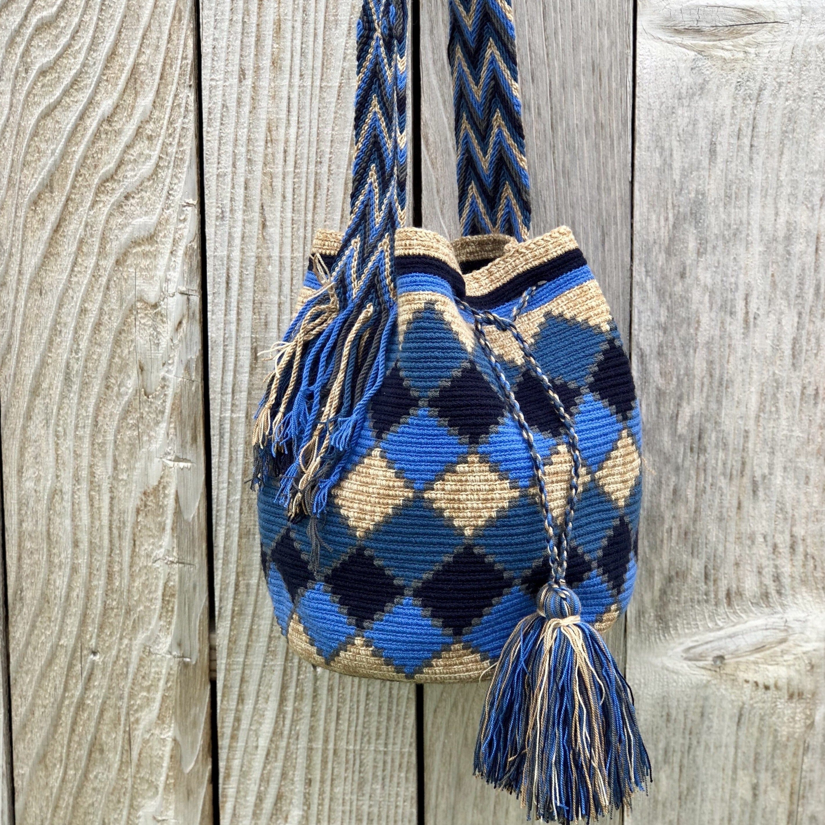 Turquoise Crossbody Crochet Bag-Boho Bag-Bohemian-Bucket-Hippie-Wayuu –  Colorful 4U
