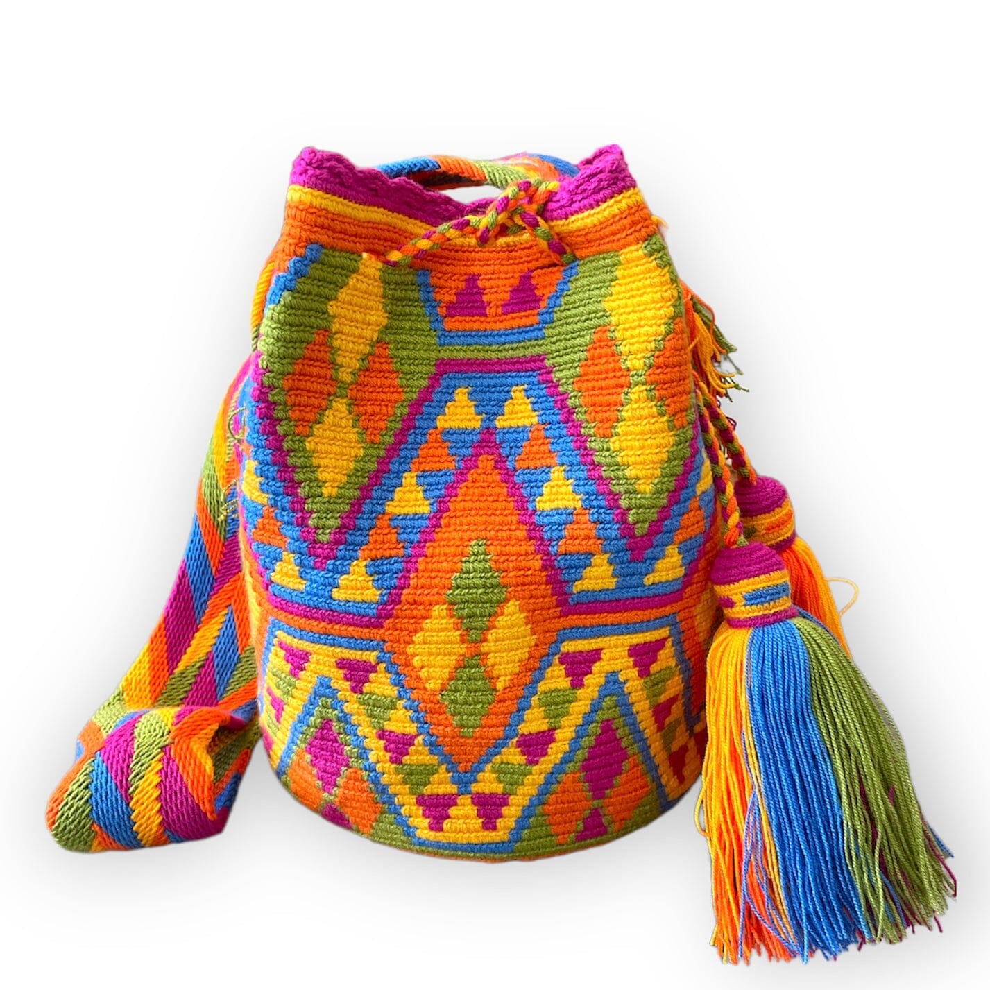 Turquoise Crossbody Crochet Bag-Boho Bag-Bohemian-Bucket-Hippie-Wayuu –  Colorful 4U