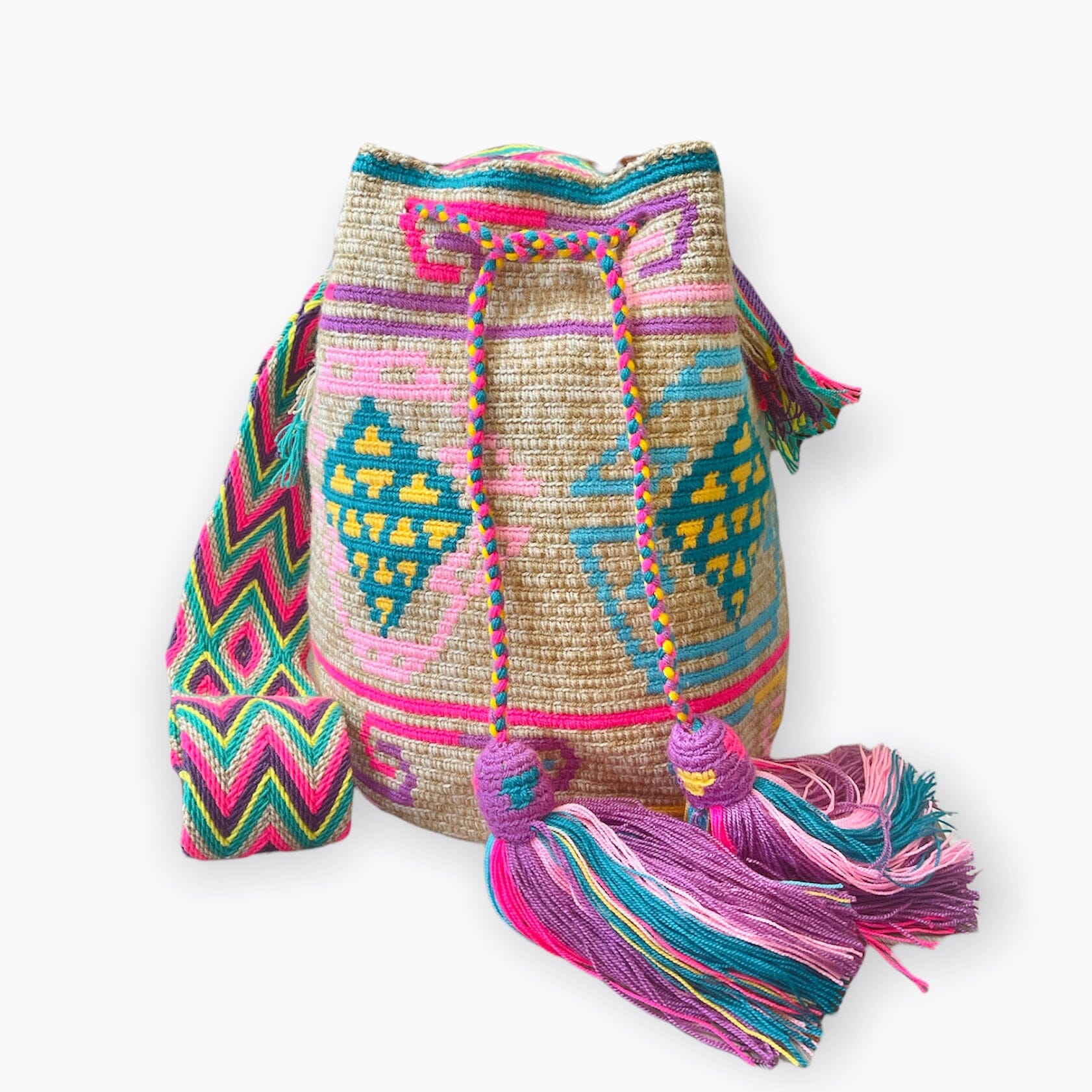 Colorful Crochet Boho Beach Bag - Crossbody/Shoulder Summer Bag- Wayuu DS114 Navajo