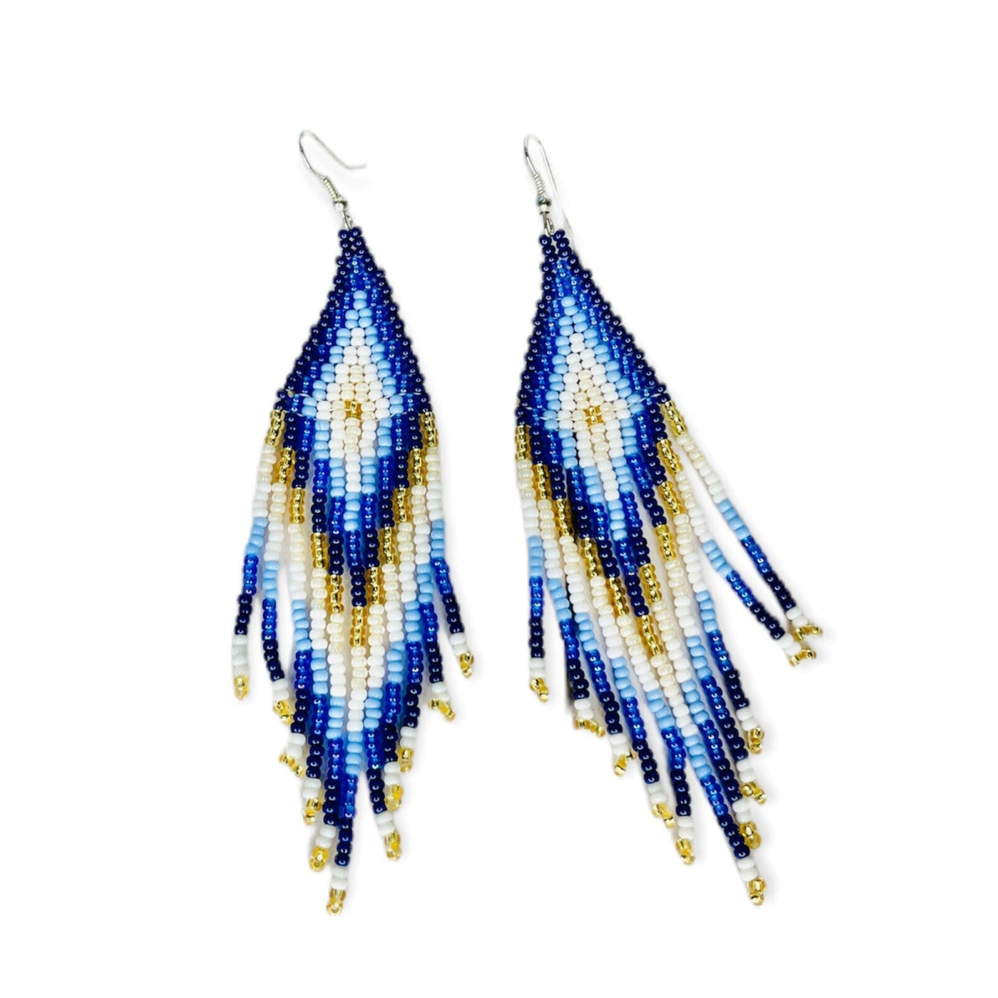 Azula Beaded Boho Earrings | Blue Native Embera Statement Earrings - Colorful 4U - Tassel Earrings