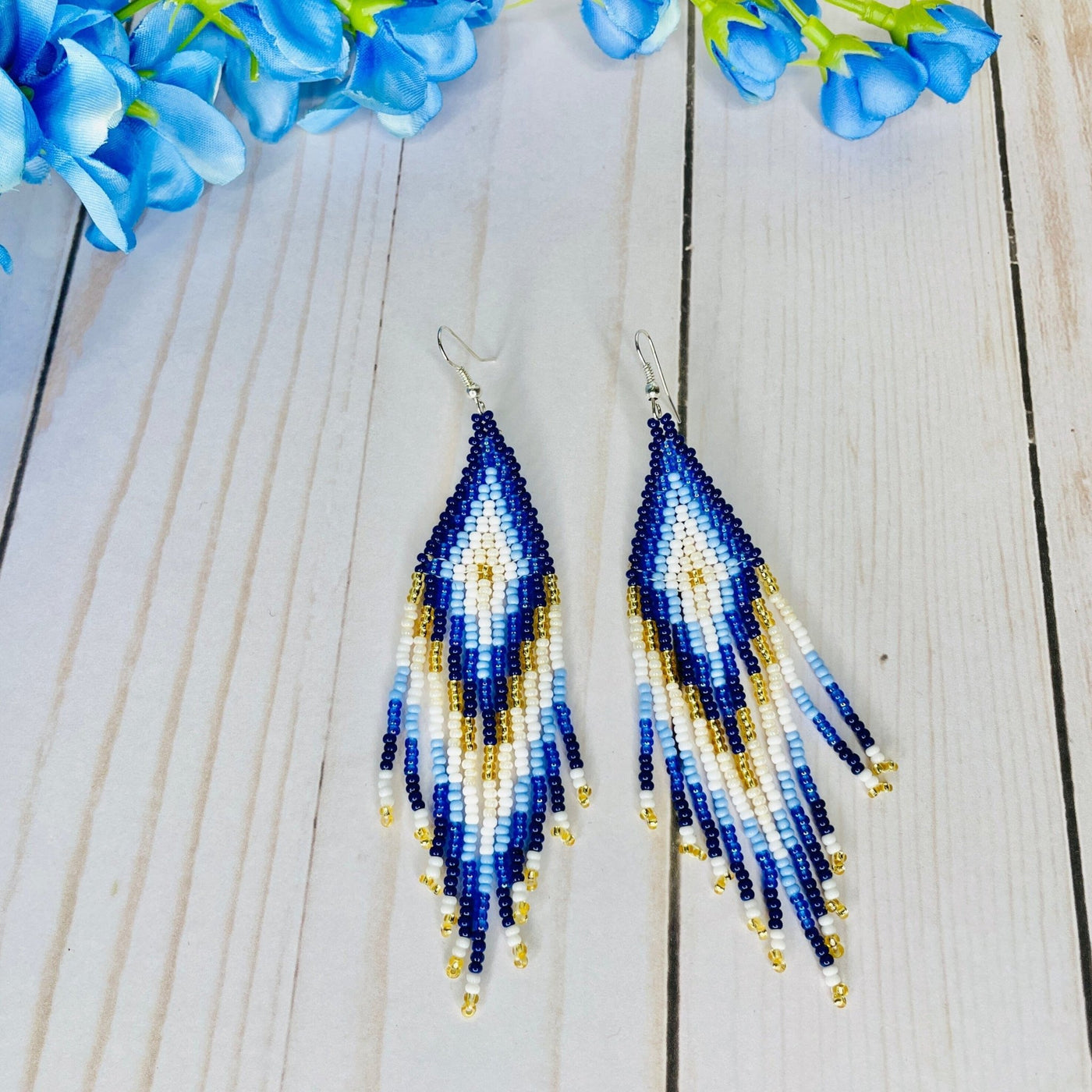 Azula Beaded Boho Earrings | Blue Native Embera Statement Earrings - Colorful 4U - Tassel Earrings