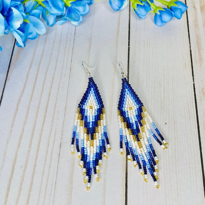 Azula Beaded Boho Earrings | Blue Native Embera Statement Earrings - Colorful 4U - Tassel Earrings