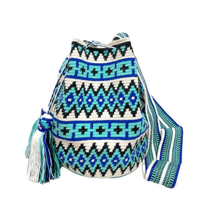 AZULA Fall | Blue Limited Edition Crochet Bags for Fall - Large - Colorful 4U - Special Edition Crochet Boho Bag - Crossbody/Shoulder Bucket Bag