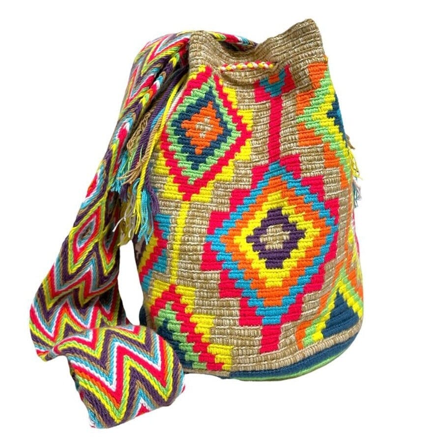 Blue Sunset Beach Bags | Crossbody Large - Colorful 4U - Shaded Crochet Boho Bag - Crossbody/Shoulder Bucket Bag