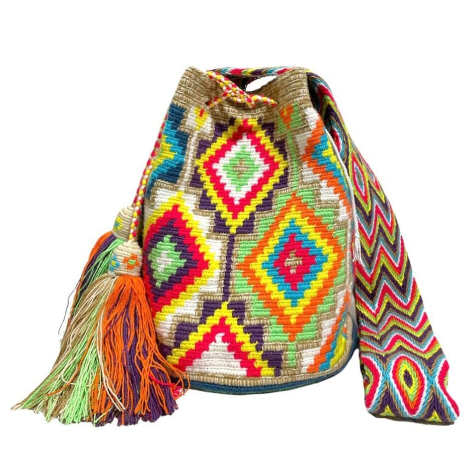 Blue Sunset Beach Bags | Crossbody Large - Colorful 4U - Shaded Crochet Boho Bag - Crossbody/Shoulder Bucket Bag