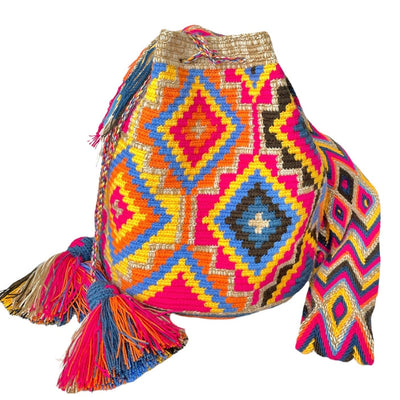 Blue Sunset Beach Bags | Crossbody Large - Colorful 4U - Shaded Crochet Boho Bag - Crossbody/Shoulder Bucket Bag