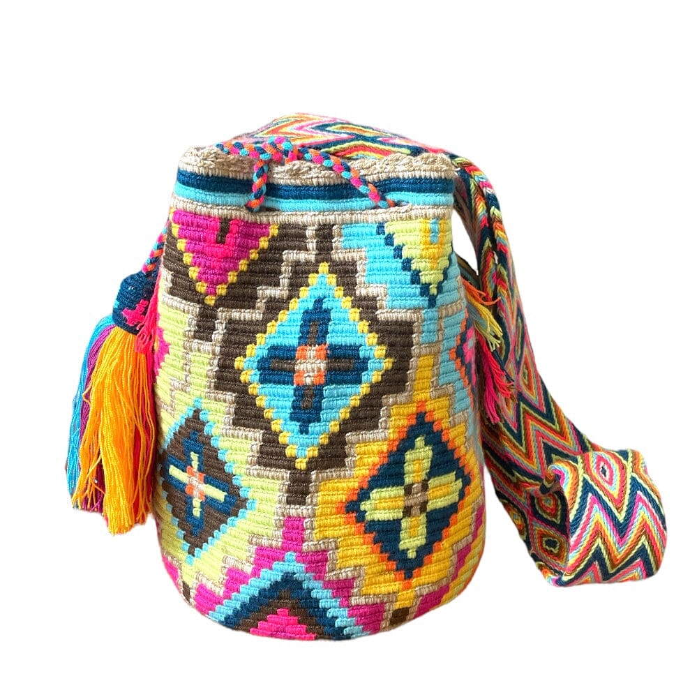 Blue Sunset Beach Bags | Crossbody Large - Colorful 4U - Shaded Crochet Boho Bag - Crossbody/Shoulder Bucket Bag