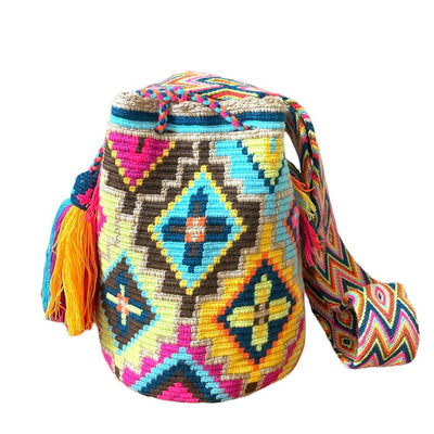 Blue Sunset Beach Bags | Crossbody Large - Colorful 4U - Shaded Crochet Boho Bag - Crossbody/Shoulder Bucket Bag