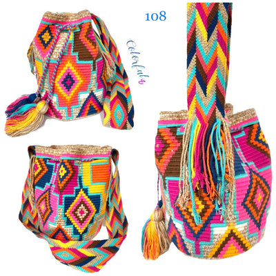 Blue Sunset Beach Bags | Crossbody Large - Colorful 4U - Shaded Crochet Boho Bag - Crossbody/Shoulder Bucket Bag