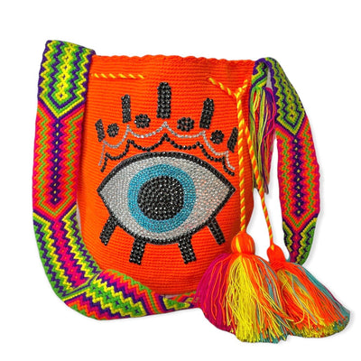 Bohemian Eye Bag with Crystals - Colorful 4U - Special Edition Crochet Boho Bag - Crossbody/Shoulder Bucket Bag