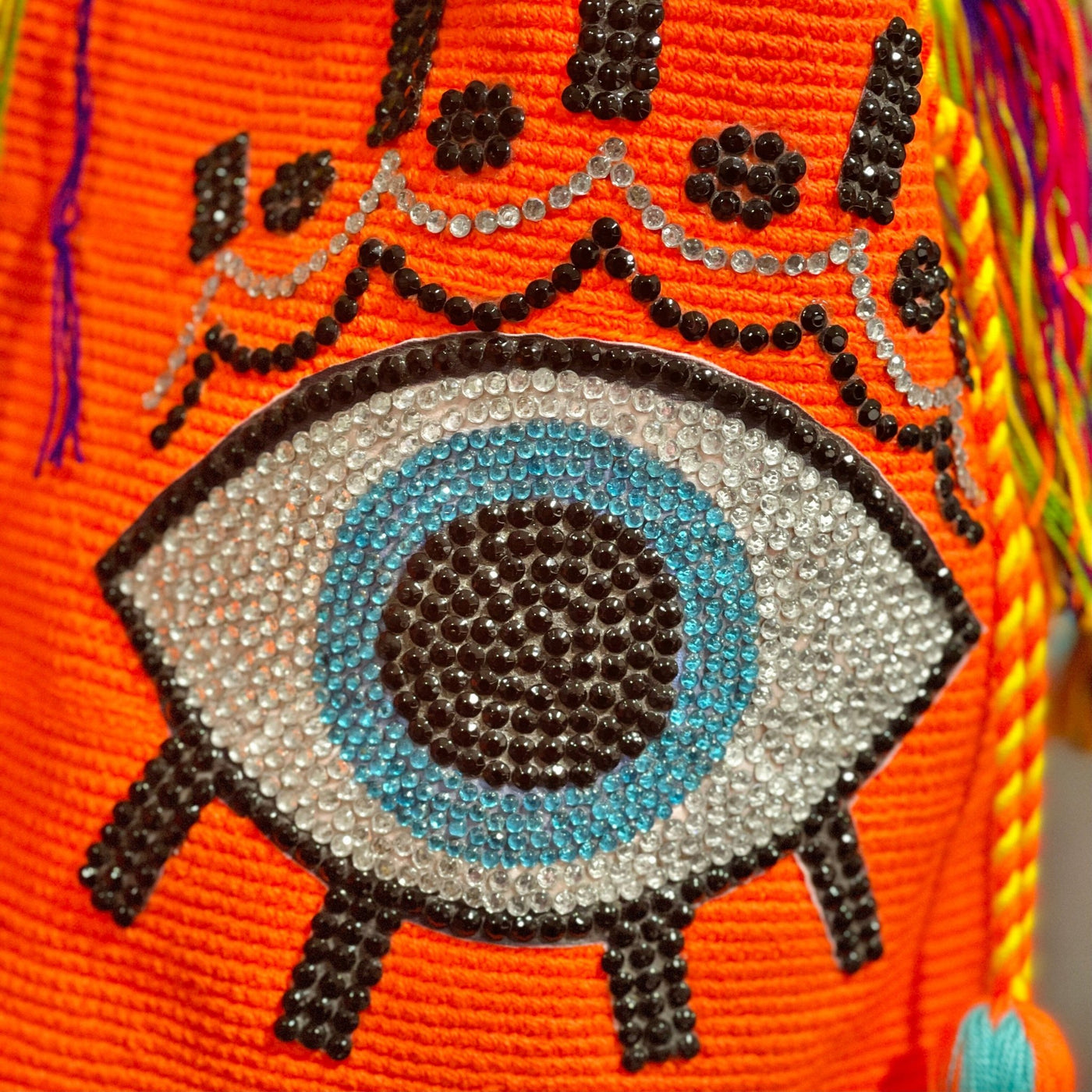 Bohemian Eye Bag with Crystals - Colorful 4U - Special Edition Crochet Boho Bag - Crossbody/Shoulder Bucket Bag