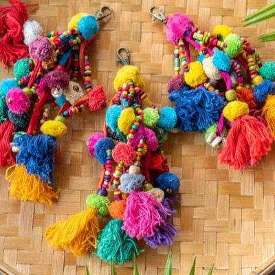 Boho Chic Tassel Charm for Handbags | Pom Pom Tote Charms - Colorful 4U - Tassel Bag Charm