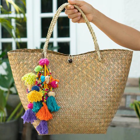 Boho Chic Tassel Charm for Handbags | Pom Pom Tote Charms - Colorful 4U - Tassel Bag Charm