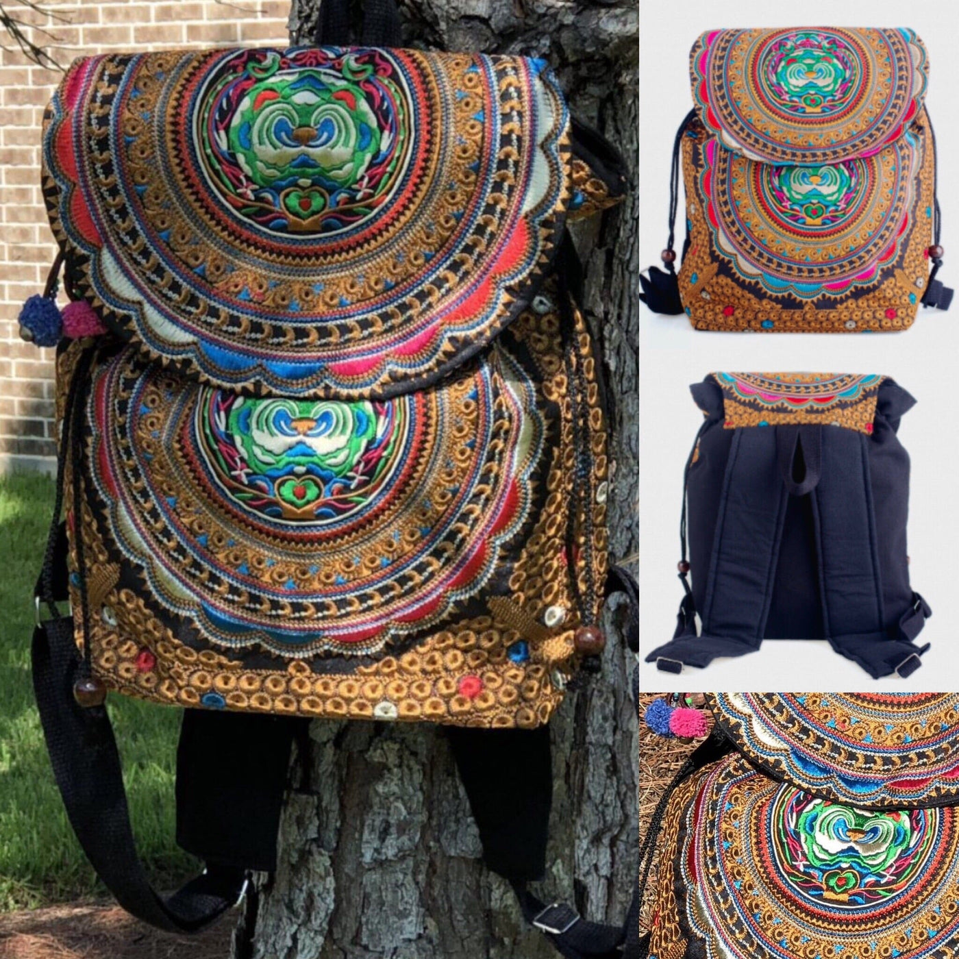 Colorful Bohemian Backpacks - Embroidered Boho Backpack - Colorful 4U - Embroidered Bag