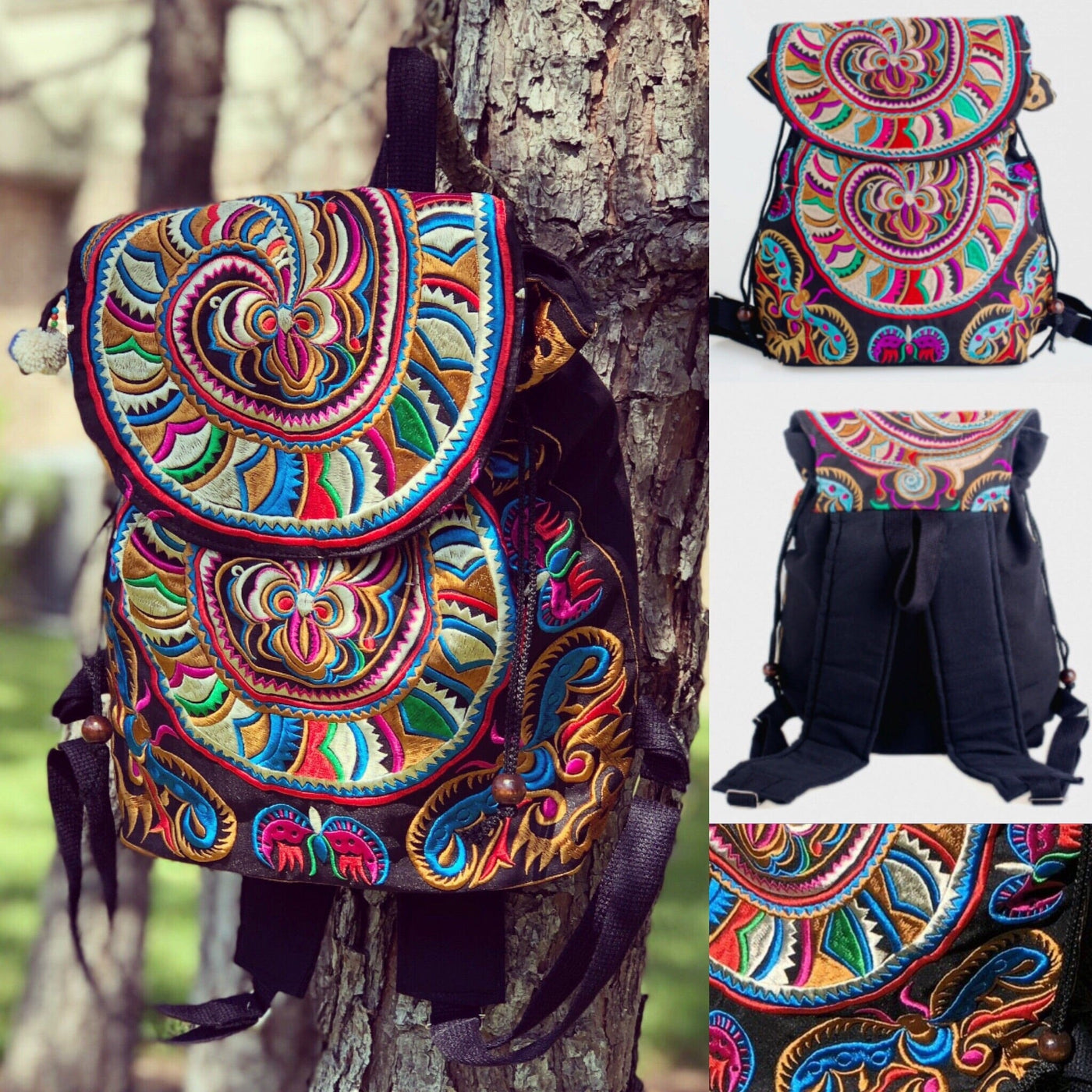 Colorful Bohemian Backpacks - Embroidered Boho Backpack - Colorful 4U - Embroidered Bag