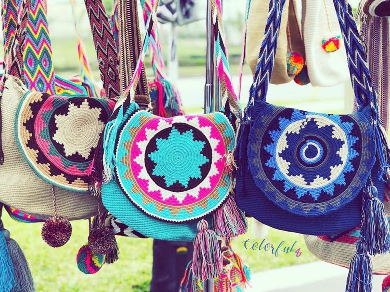 Colorful Crochet Bags with Cover - Colorful 4U - Crossbody Bucket Bag