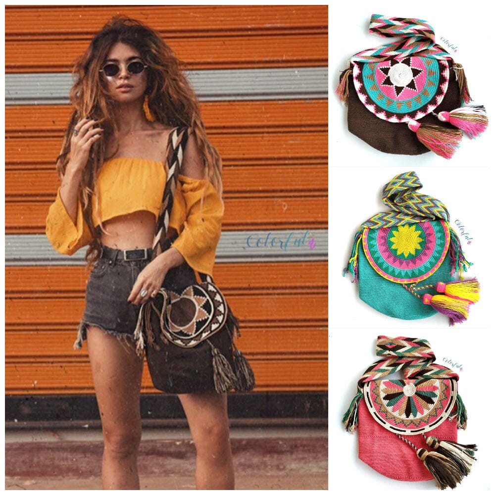 Colorful Crochet Bags with Cover - Colorful 4U - Crossbody Bucket Bag