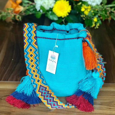 Colorful Crochet Tassel Bags - Desert Sunset - Colorful 4U - Crochet Boho Bag with Tassels - Crossbody Bucket Bag