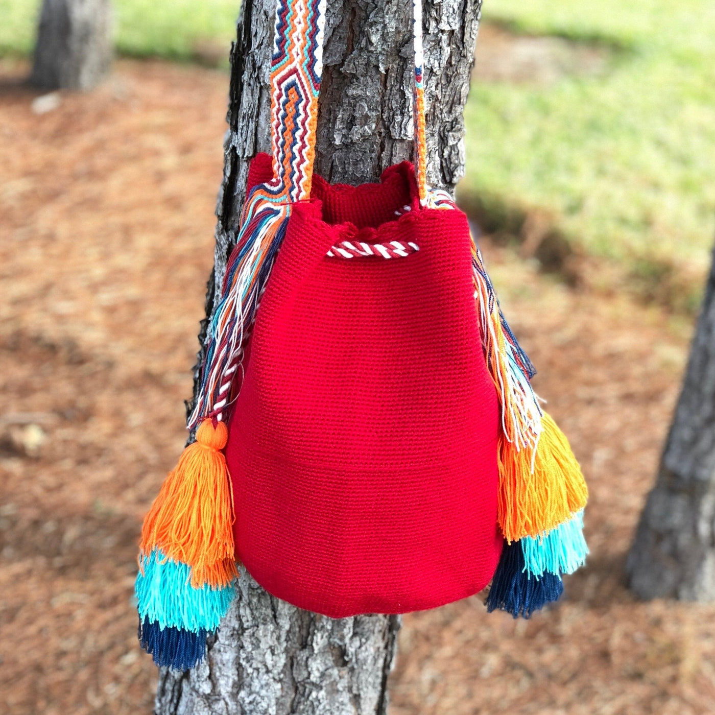 Colorful Crochet Tassel Bags - Desert Sunset - Colorful 4U - Crochet Boho Bag with Tassels - Crossbody Bucket Bag