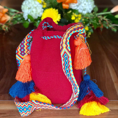 Colorful Crochet Tassel Bags - Desert Sunset - Colorful 4U - Crochet Boho Bag with Tassels - Crossbody Bucket Bag