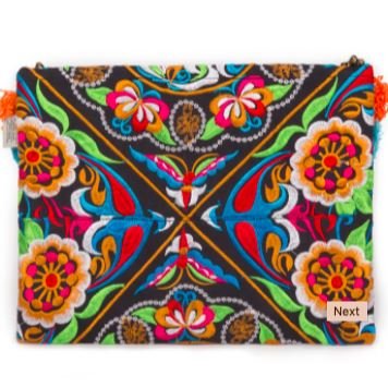 Colorful Embroidered Boho Clutch - Bohemian Black - Colorful 4U - Embroidered Clutch Bag