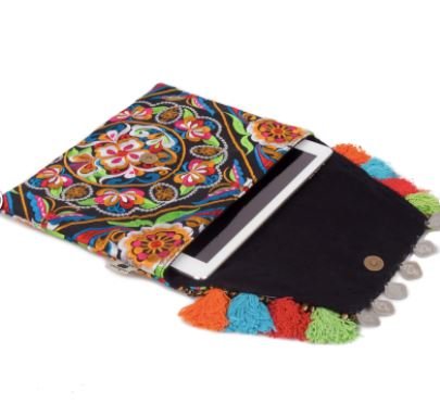 Colorful Embroidered Boho Clutch - Bohemian Black - Colorful 4U - Embroidered Clutch Bag