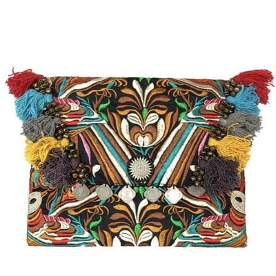 Colorful Embroidered Boho Clutch - Bohemian Black - Colorful 4U - Embroidered Clutch Bag