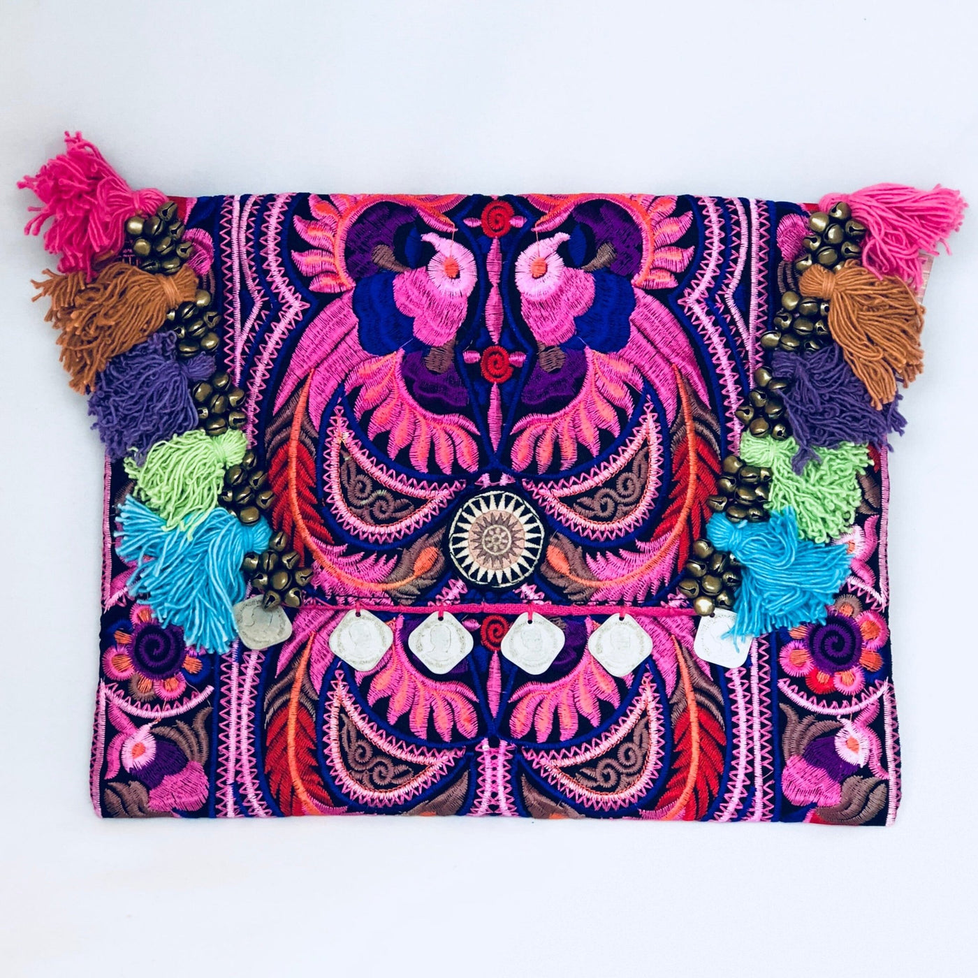 Colorful Embroidered Clutch - Tassel Clutch Bag - Bohemian Style - Colorful 4U - Embroidered Clutch Bag