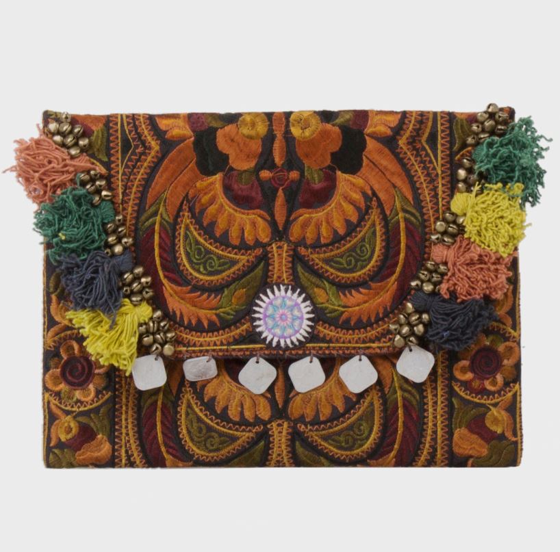 Colorful Embroidered Clutch - Tassel Clutch Bag - Bohemian Style - Colorful 4U - Embroidered Clutch Bag