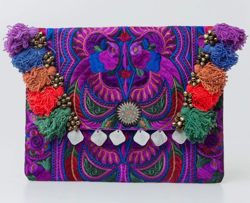 Colorful Embroidered Clutch - Tassel Clutch Bag - Bohemian Style - Colorful 4U - Embroidered Clutch Bag