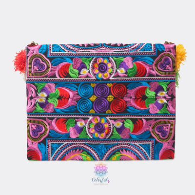 Colorful Embroidered Clutch - Tassel Clutch Bag - Bohemian Style - Colorful 4U - Embroidered Clutch Bag