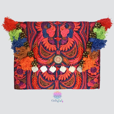 Colorful Embroidered Clutch - Tassel Clutch Bag - Bohemian Style - Colorful 4U - Embroidered Clutch Bag