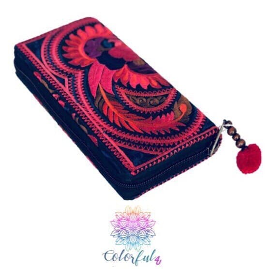 Colorful Embroidered Wallet - Boho Chic Vegan Wallet/Clutch Bag - Colorful 4U - Embroidered Bag