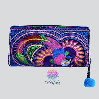 Colorful Embroidered Wallet - Boho Chic Vegan Wallet/Clutch Bag - Colorful 4U - Embroidered Bag