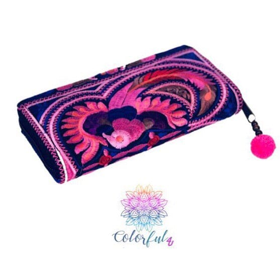 Colorful Embroidered Wallet - Boho Chic Vegan Wallet/Clutch Bag - Colorful 4U - Embroidered Bag