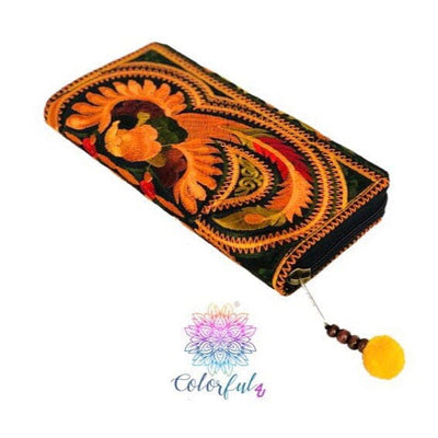 Colorful Embroidered Wallet - Boho Chic Vegan Wallet/Clutch Bag - Colorful 4U - Embroidered Bag