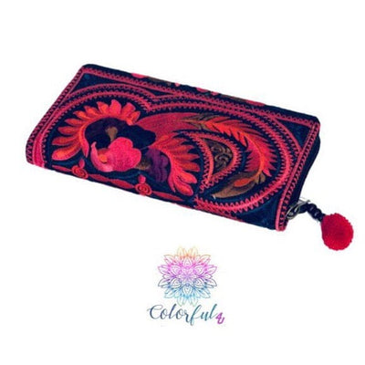 Colorful Embroidered Wallet - Boho Chic Vegan Wallet/Clutch Bag - Colorful 4U - Embroidered Bag