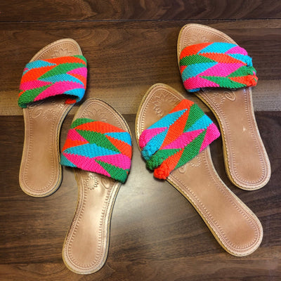 Colorful Handwoven Sandals - Boho Flat Sandals SWF022 - Colorful 4U - Summer Sandals