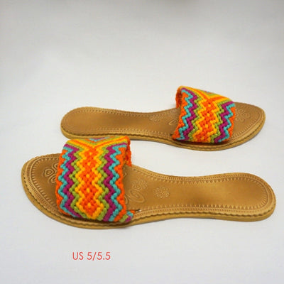 Colorful Handwoven Sandals - Flat Boho Sandals SWF002 - Colorful 4U - Summer Sandals