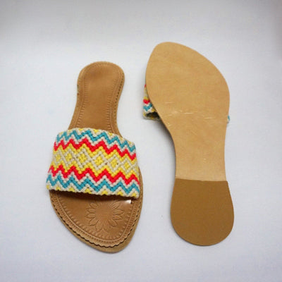 Colorful Handwoven Sandals - Wayuu Slide Sandals - Colorful 4U - Summer Sandals