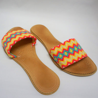 Colorful Handwoven Sandals - Wayuu Slide Sandals - Colorful 4U - Summer Sandals