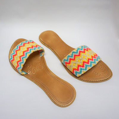 Colorful Handwoven Sandals - Wayuu Slide Sandals - Colorful 4U - Summer Sandals