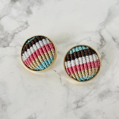 Colorful Macrame Studs | Gold Statement Earrings for Summer - Colorful 4U - Stud Earrings