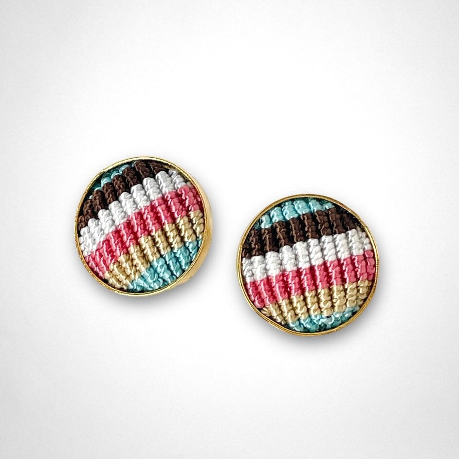 Colorful Macrame Studs | Gold Statement Earrings for Summer - Colorful 4U - Stud Earrings