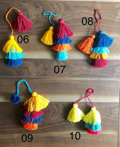 Colorful Tassel Tote - Bag Charms - Large Straw Bag Tassel Charm - Colorful 4U - Tassel Bag Charm