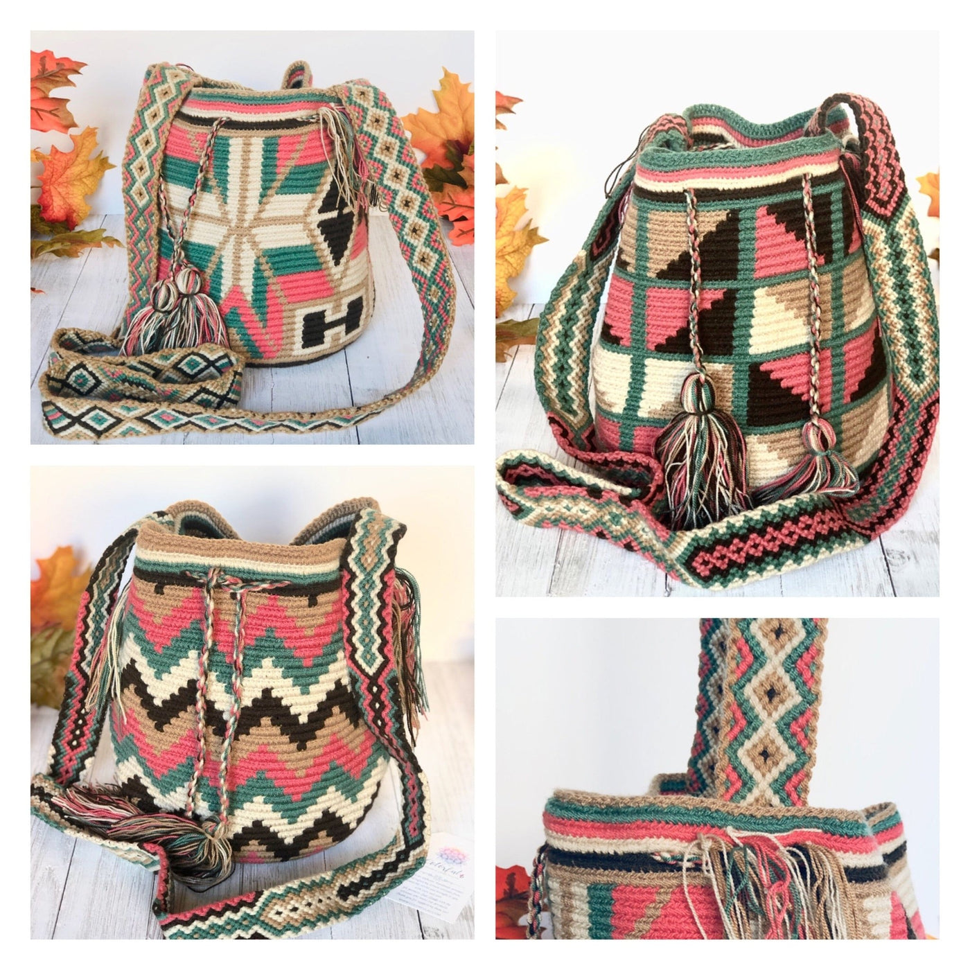 Desert Dreams - Medium Crochet Bags - Colorful 4U - Medium - Crossbody Crochet Boho Bag - Traditional Wayuu Design