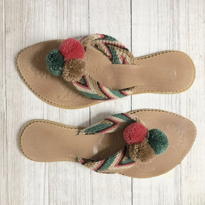 Desert Dreams Pom Pom Sandals - Summer Flip Flops SWP002 - Colorful 4U - Summer Sandals