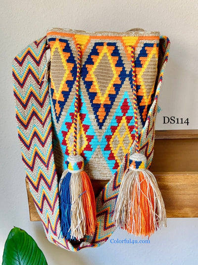 Desert Sunset Beach Bags - Crossbody Large - Colorful 4U - Shaded Crochet Boho Bag - Crossbody/Shoulder Bucket Bag