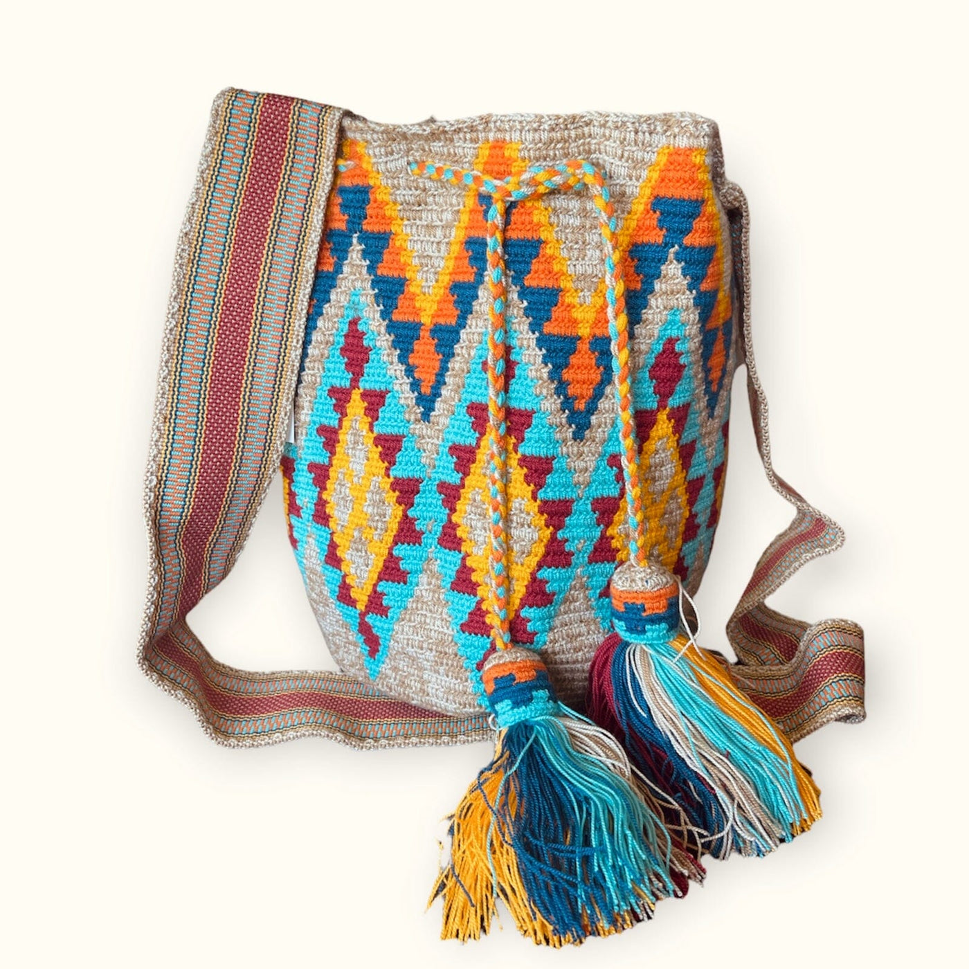 Desert Sunset Beach Bags - Crossbody Large - Colorful 4U - Shaded Crochet Boho Bag - Crossbody/Shoulder Bucket Bag