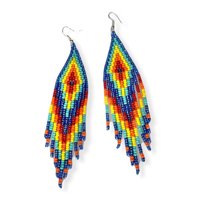 Desert Sunset Beaded Boho Earrings | Native Embera Statement Earrings - Colorful 4U - Tassel Earrings